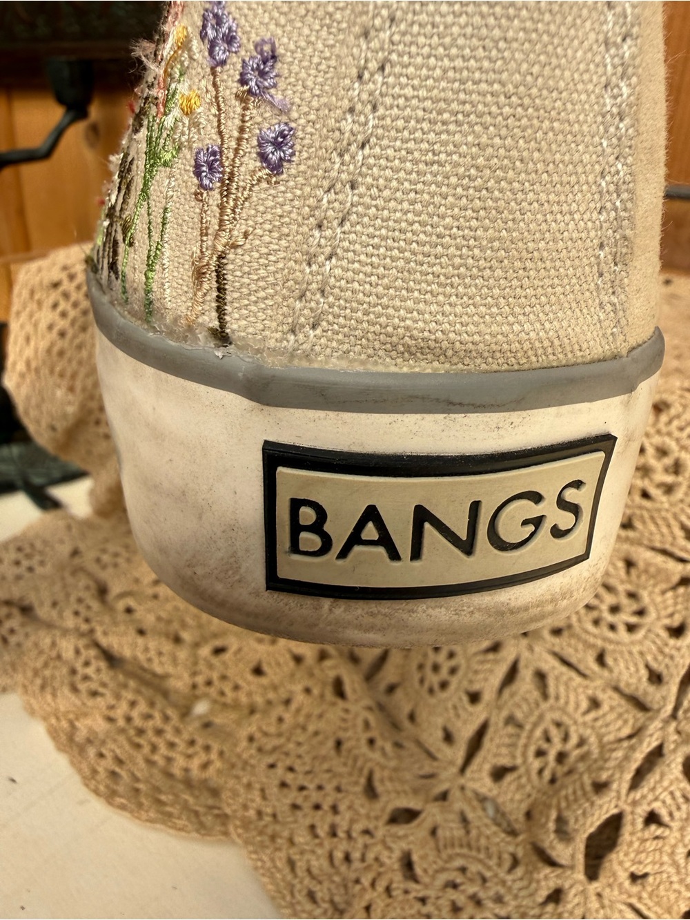 BANGS Wildflower Wanderer Platform High Top Sneakers Embroidered Floral Shoes - Picture 11 of 14
